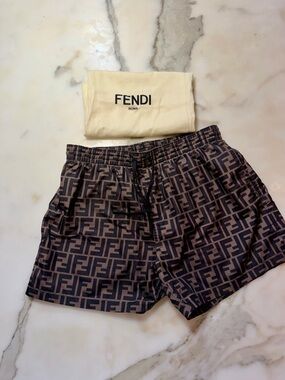 Fendi PATTERNED SWIM SHORTS WITH LOGO